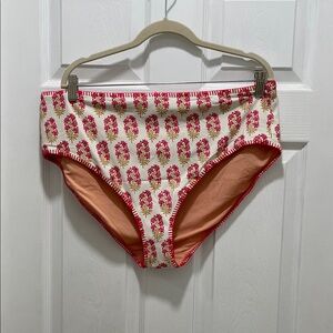 J. Crew Red and Cream Patterned Women’s Swim Bottoms